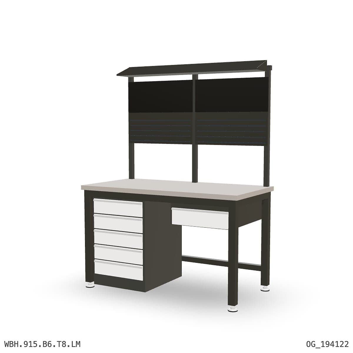 Heavy Duty Workbench 1500mm — Laminated Timber (42mm HDF), under-bench storage + overhead shelving by Atomic Tawk