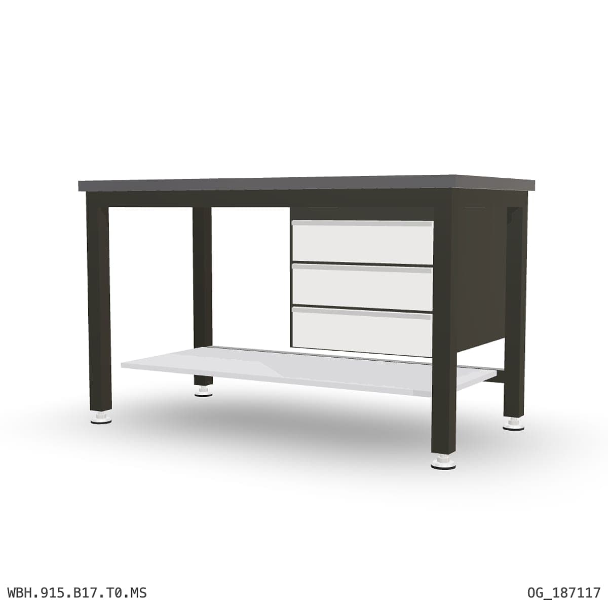 Heavy Duty Workbench 1500mm — 2mm Mild Steel, under-bench storage by Atomic Tawk