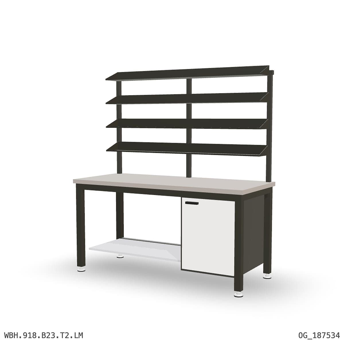 Heavy Duty Workbench 1800mm — Laminated Timber (42mm HDF), under-bench storage + overhead shelving by Atomic Tawk
