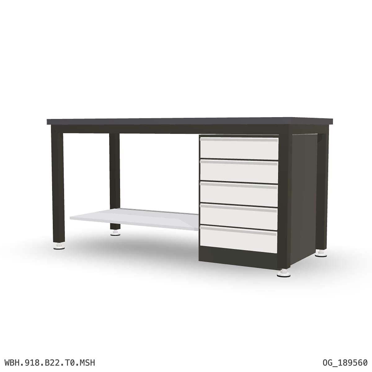 Heavy Duty Workbench 1800mm — 3mm Mild Steel (Heavy), under-bench storage by Atomic Tawk