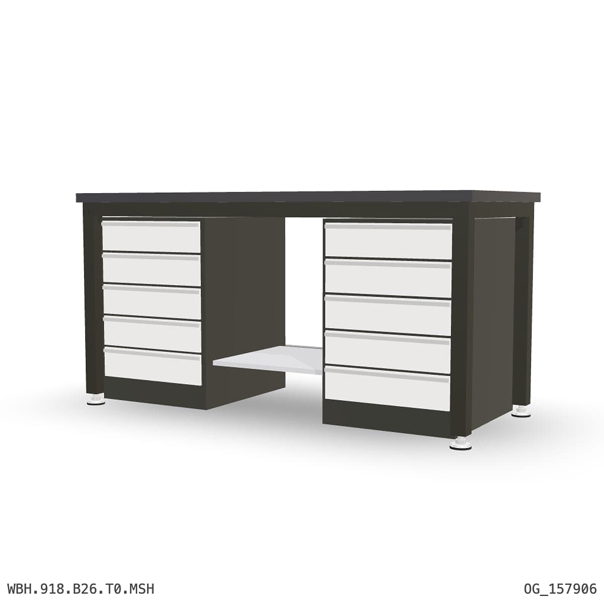 Heavy Duty Workbench 1800mm — 3mm Mild Steel (Heavy), under-bench storage by Atomic Tawk