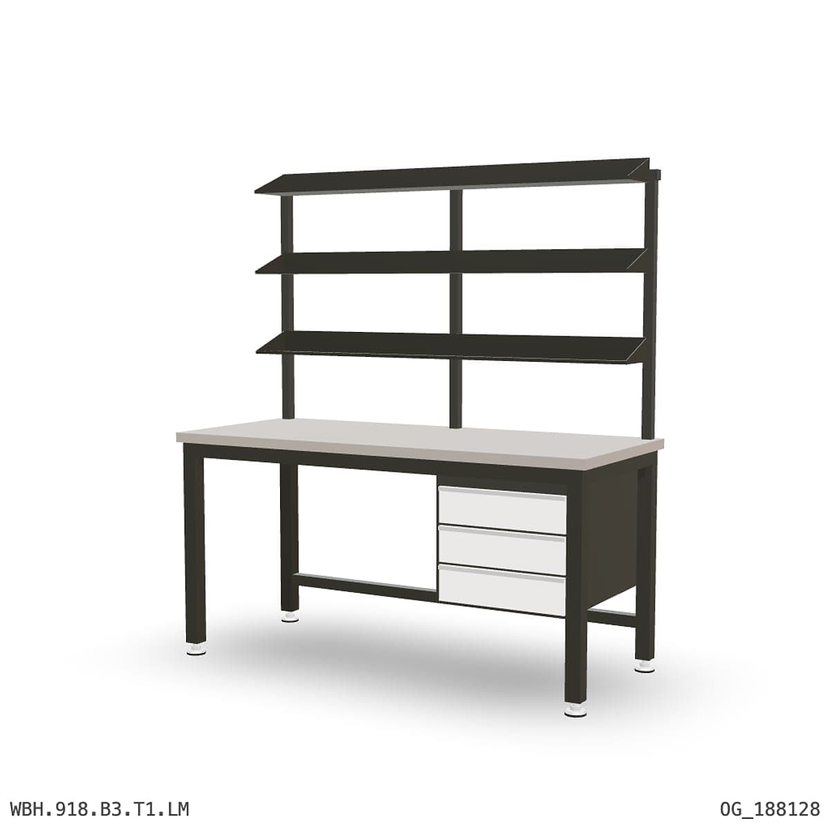 Heavy Duty Workbench 1800mm — Laminated Timber (42mm HDF), under-bench storage + overhead shelving by Atomic Tawk
