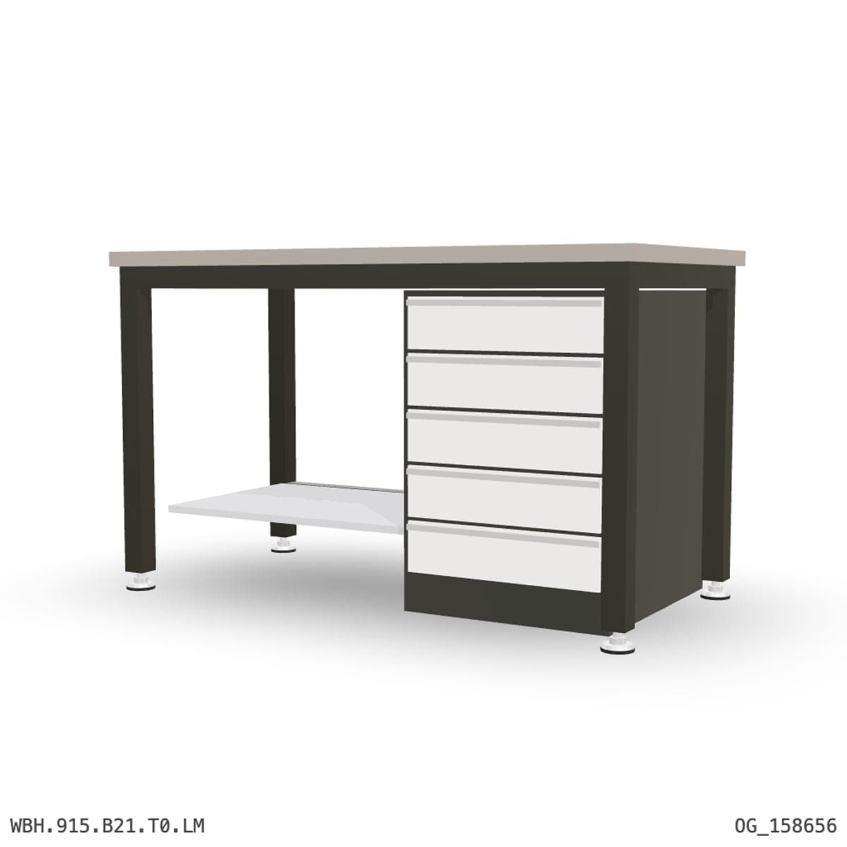 Heavy Duty Workbench 1500mm — Laminated Timber (42mm HDF), under-bench storage by Atomic Tawk