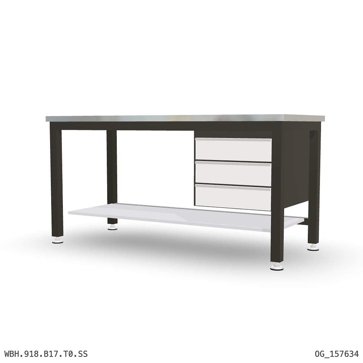 Heavy Duty Workbench 1800mm — Stainless Steel (1.2mm 304), under-bench storage by Atomic Tawk