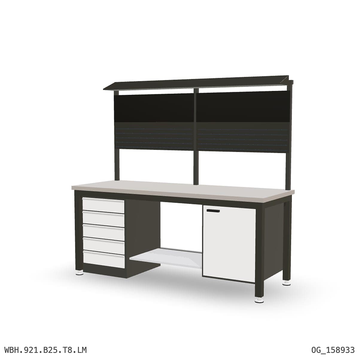 Heavy Duty Workbench 2100mm — Laminated Timber (42mm HDF), under-bench storage + overhead shelving by Atomic Tawk