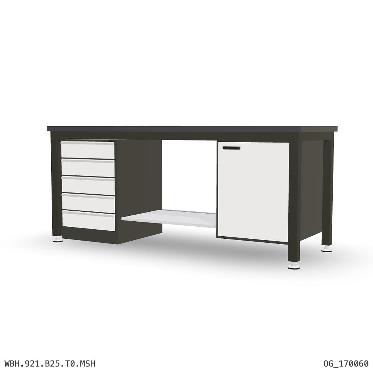 Heavy Duty Workbench 2100mm — 3mm Mild Steel (Heavy), under-bench storage by Atomic Tawk