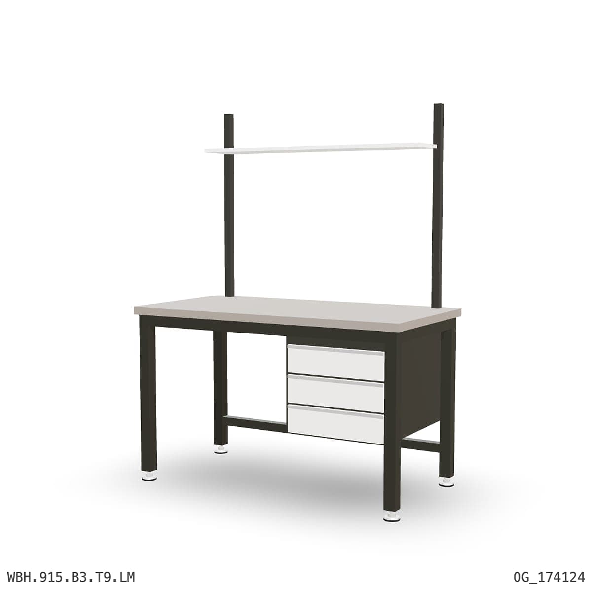 Heavy Duty Workbench 1500mm — Laminated Timber (42mm HDF), under-bench storage + overhead shelving by Atomic Tawk