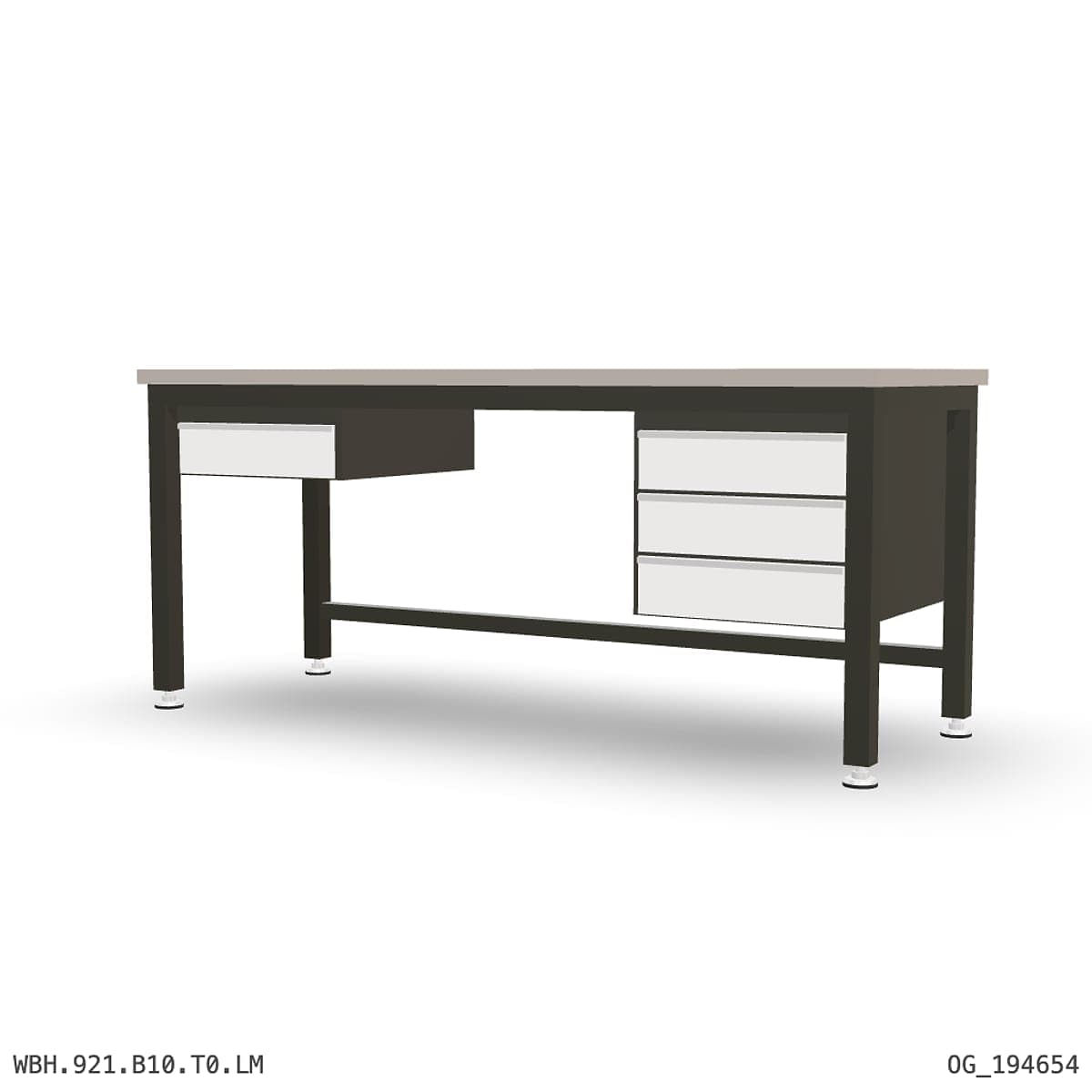 Heavy Duty Workbench 2100mm — Laminated Timber (42mm HDF), under-bench storage by Atomic Tawk