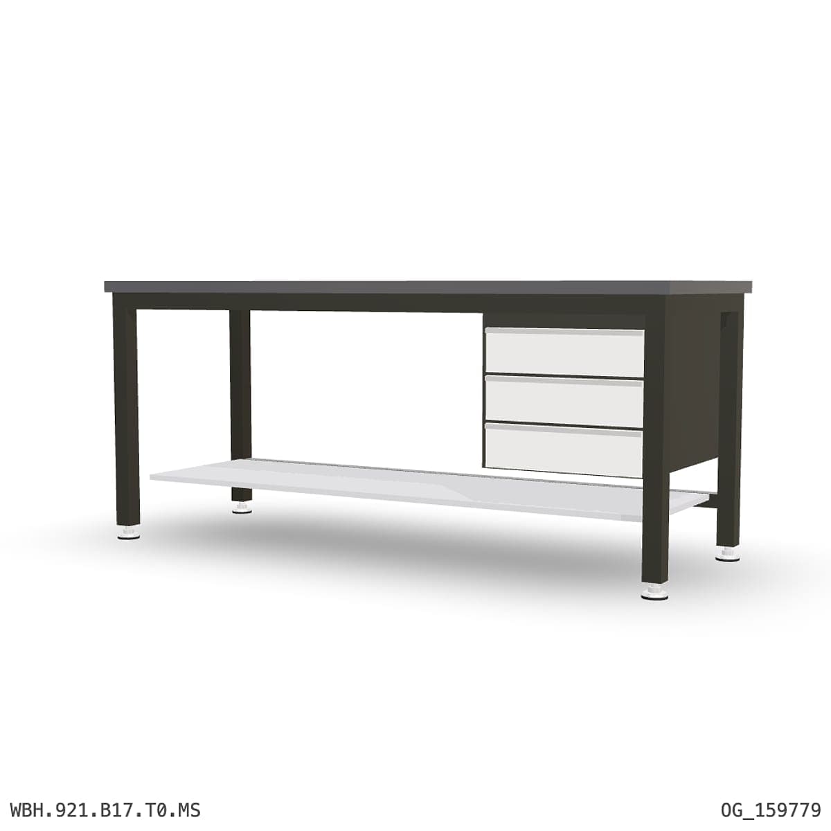 Heavy Duty Workbench 2100mm — 2mm Mild Steel, under-bench storage by Atomic Tawk