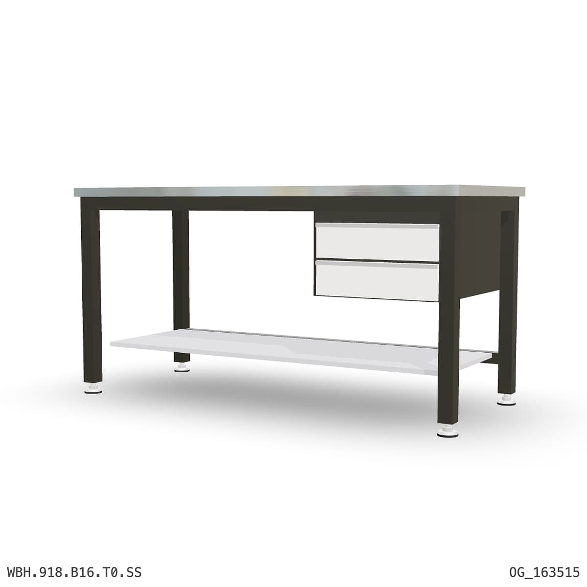 Heavy Duty Workbench 1800mm — Stainless Steel (1.2mm 304), under-bench storage by Atomic Tawk