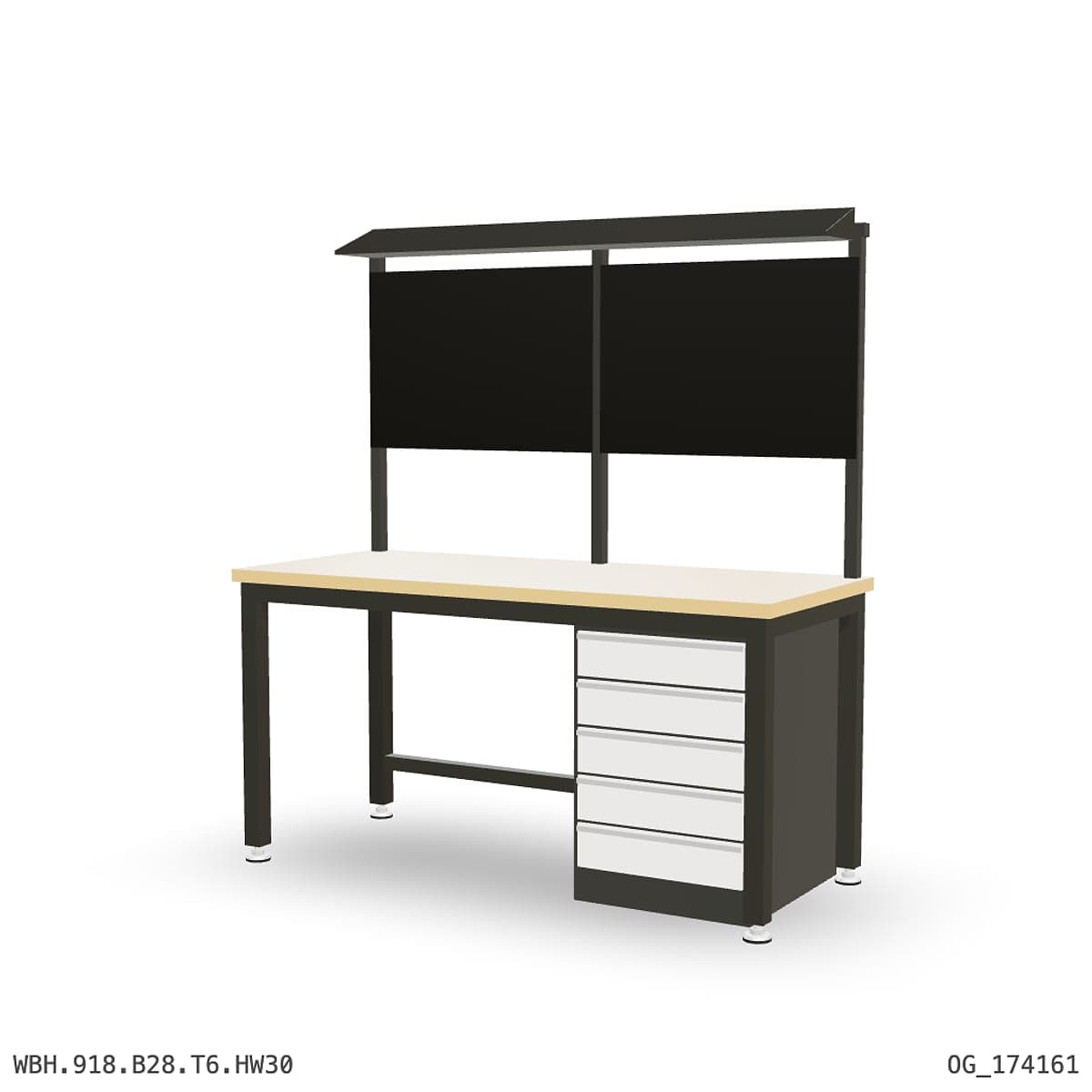 Heavy Duty Workbench 1800mm — Hardwood Oak 30mm, under-bench storage + overhead shelving by Atomic Tawk