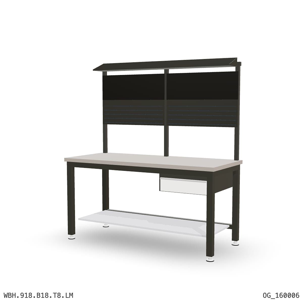 Heavy Duty Workbench 1800mm — Laminated Timber (42mm HDF), under-bench storage + overhead shelving by Atomic Tawk