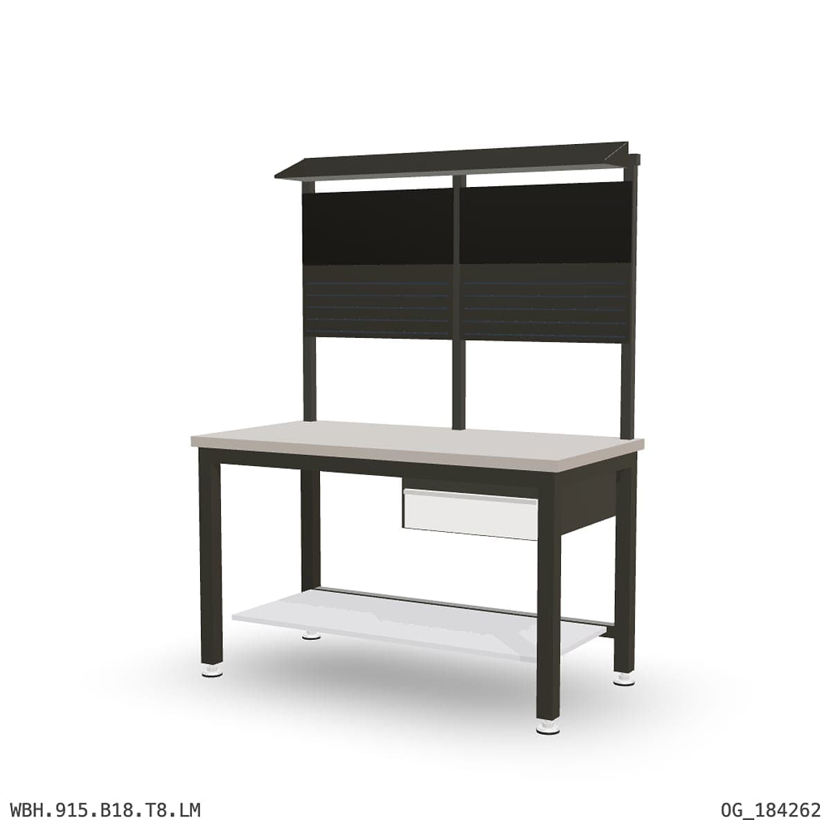 Heavy Duty Workbench 1500mm — Laminated Timber (42mm HDF), under-bench storage + overhead shelving by Atomic Tawk