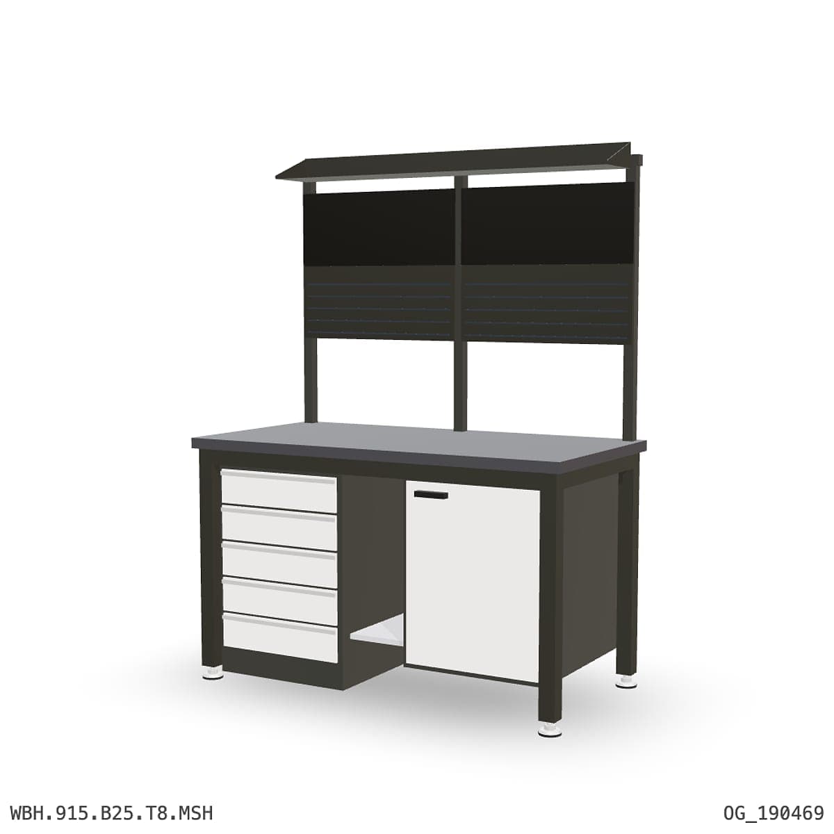 Heavy Duty Workbench 1500mm — 3mm Mild Steel (Heavy), under-bench storage + overhead shelving by Atomic Tawk