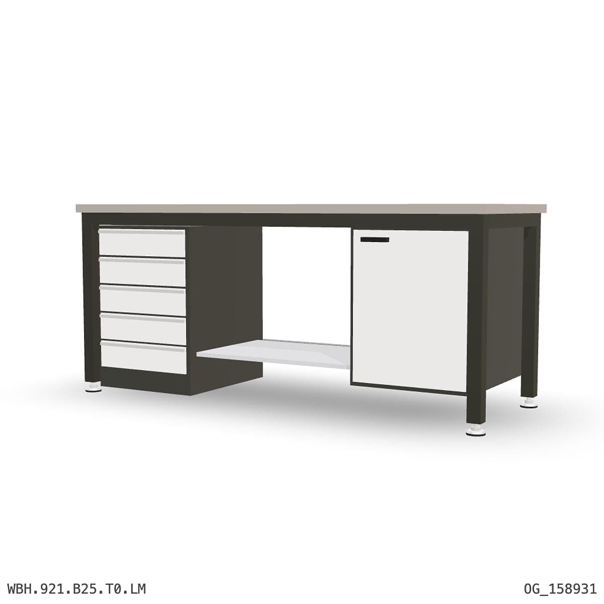 Heavy Duty Workbench 2100mm — Laminated Timber (42mm HDF), under-bench storage by Atomic Tawk