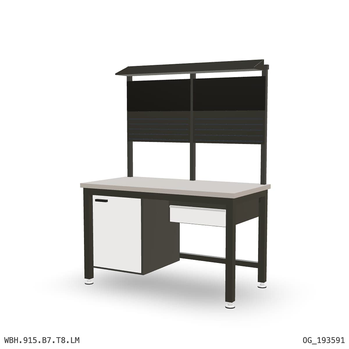 Heavy Duty Workbench 1500mm — Laminated Timber (42mm HDF), under-bench storage + overhead shelving by Atomic Tawk