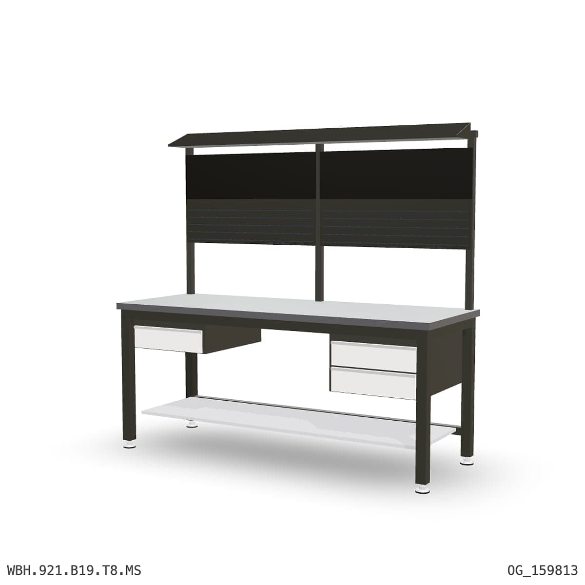 Heavy Duty Workbench 2100mm — 2mm Mild Steel, under-bench storage + overhead shelving by Atomic Tawk