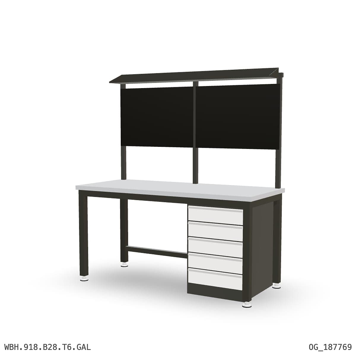 Heavy Duty Workbench 1800mm — Galvanised Steel, under-bench storage + overhead shelving by Atomic Tawk