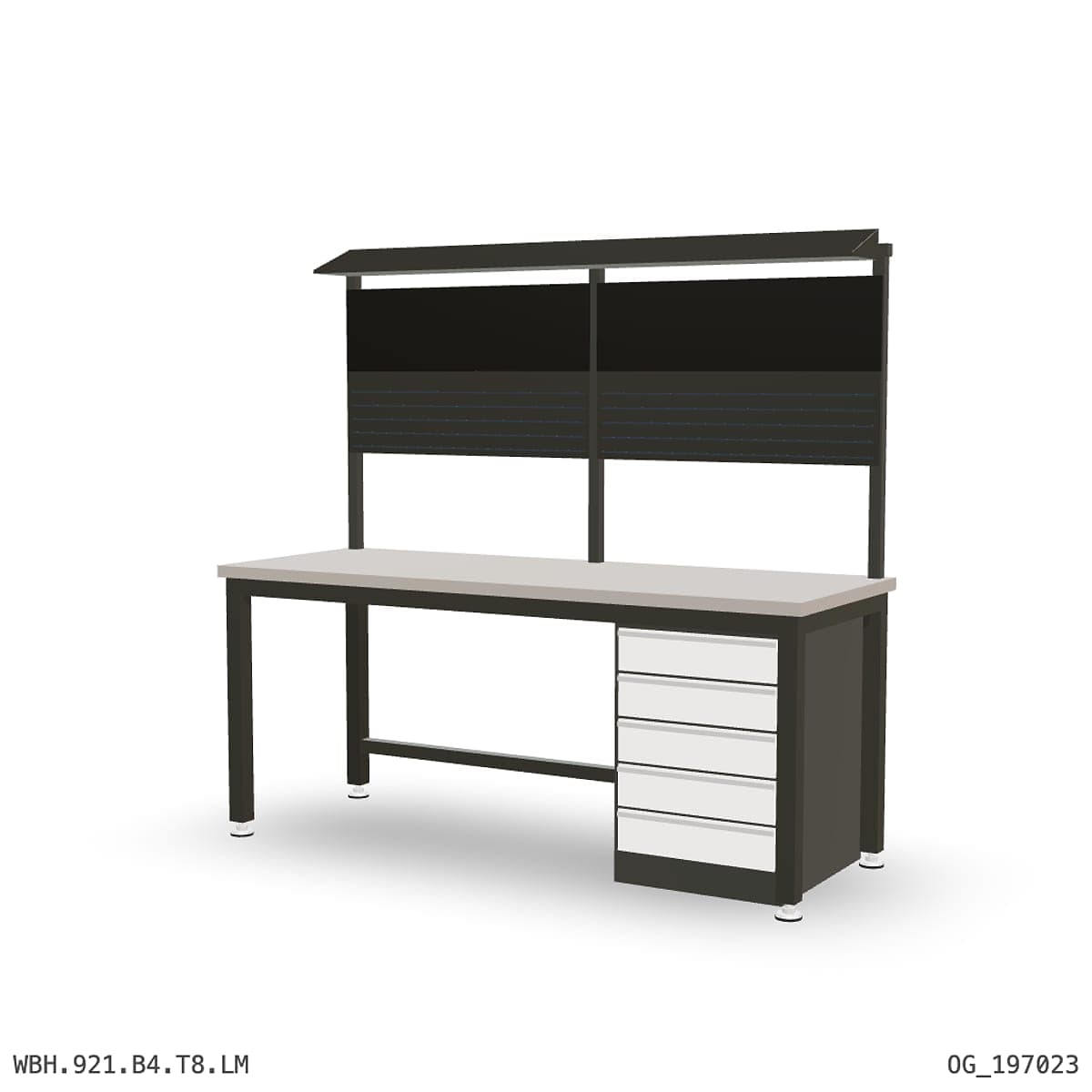 Heavy Duty Workbench 2100mm — Laminated Timber (42mm HDF), under-bench storage + overhead shelving by Atomic Tawk