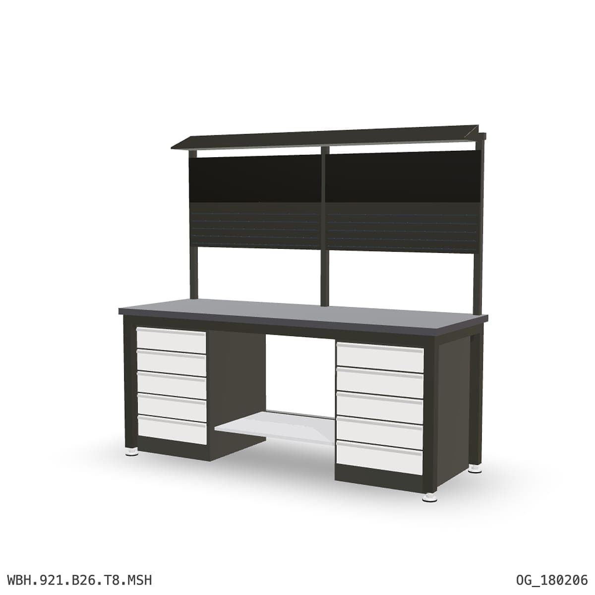 Heavy Duty Workbench 2100mm — 3mm Mild Steel (Heavy), under-bench storage + overhead shelving by Atomic Tawk