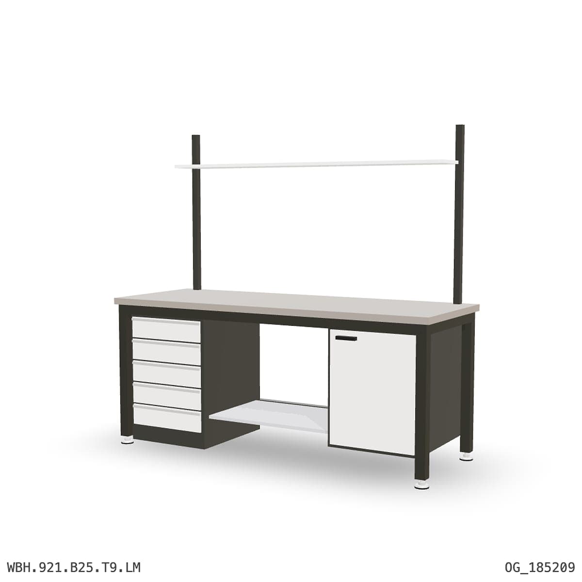 Heavy Duty Workbench 2100mm — Laminated Timber (42mm HDF), under-bench storage + overhead shelving by Atomic Tawk
