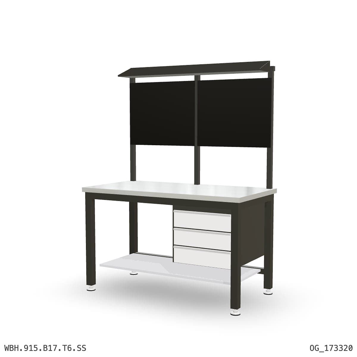 Heavy Duty Workbench 1500mm — Stainless Steel (1.2mm 304), under-bench storage + overhead shelving by Atomic Tawk