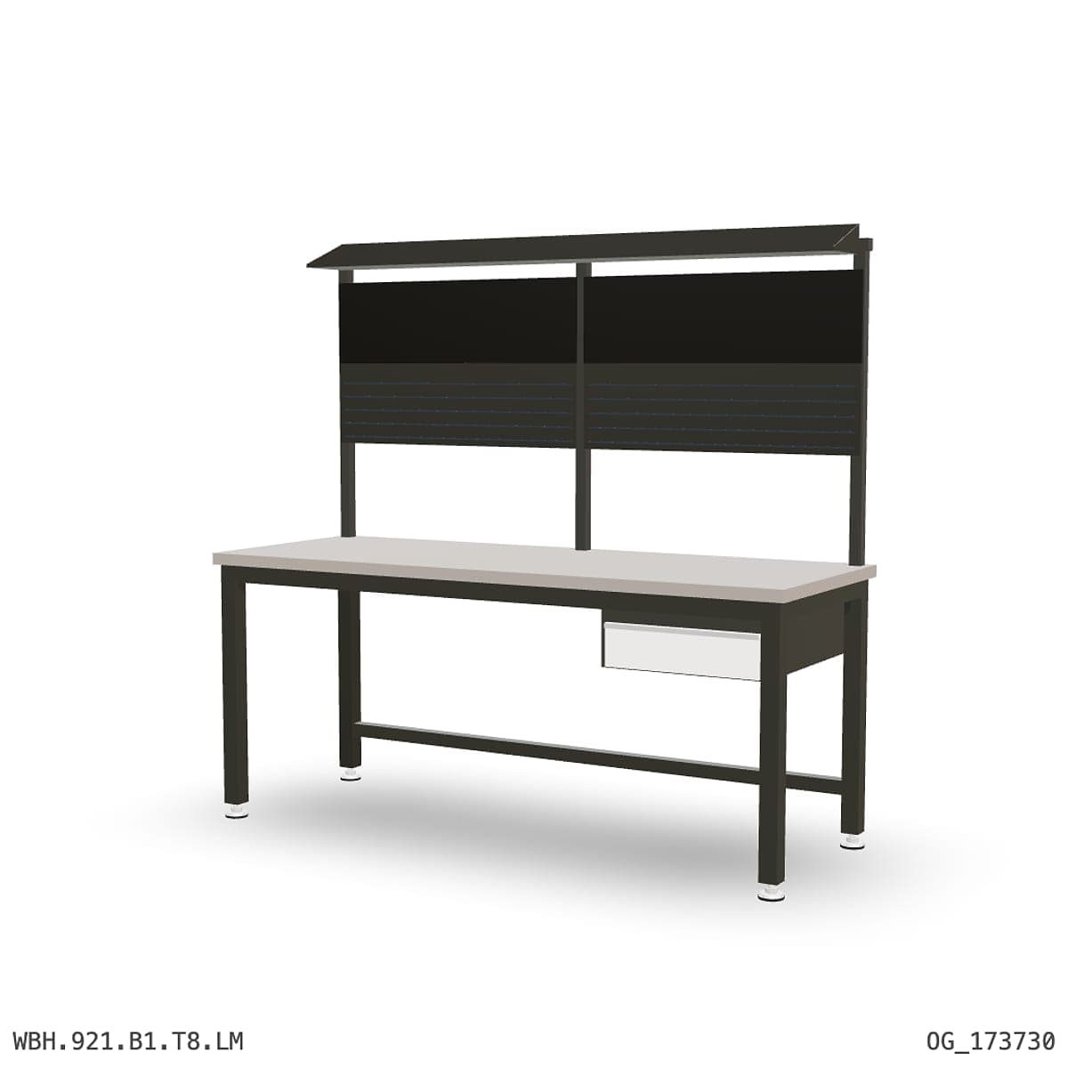 Heavy Duty Workbench 2100mm — Laminated Timber (42mm HDF), under-bench storage + overhead shelving by Atomic Tawk