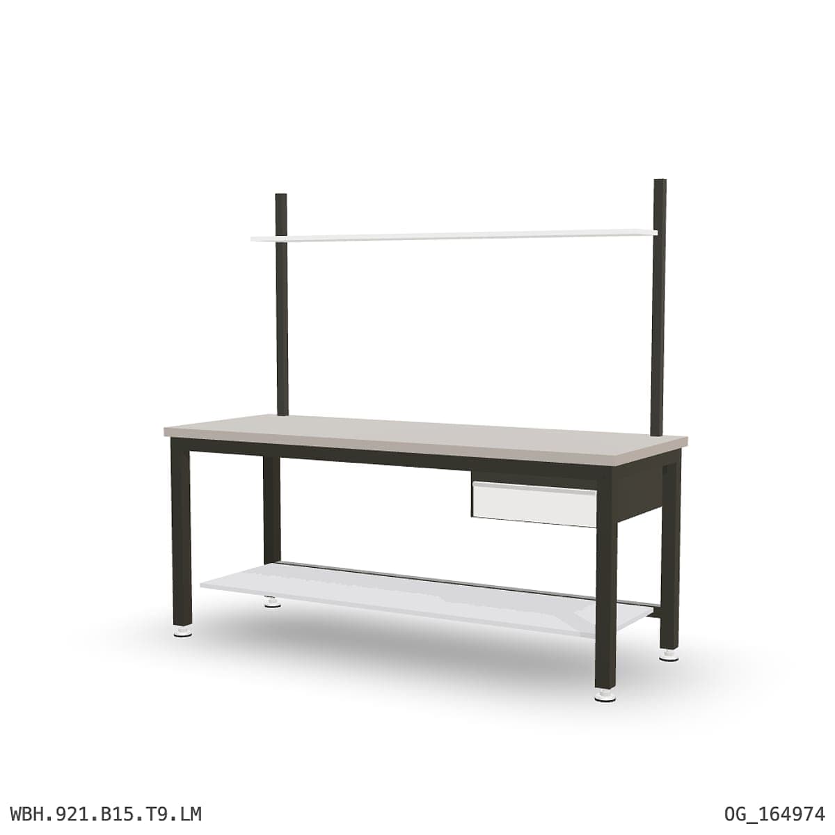 Heavy Duty Workbench 2100mm — Laminated Timber (42mm HDF), under-bench storage + overhead shelving by Atomic Tawk