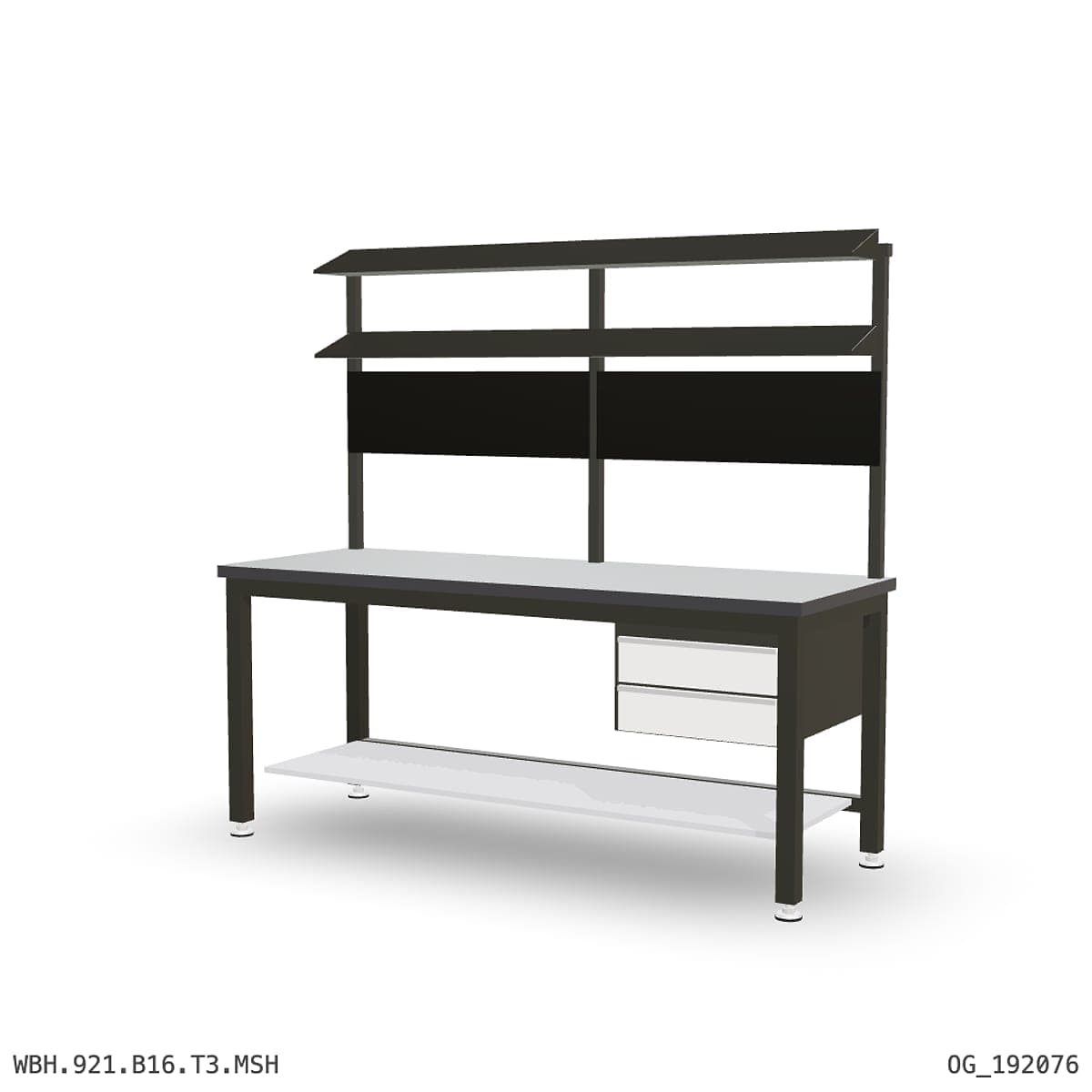 Heavy Duty Workbench 2100mm — 3mm Mild Steel (Heavy), under-bench storage + overhead shelving by Atomic Tawk