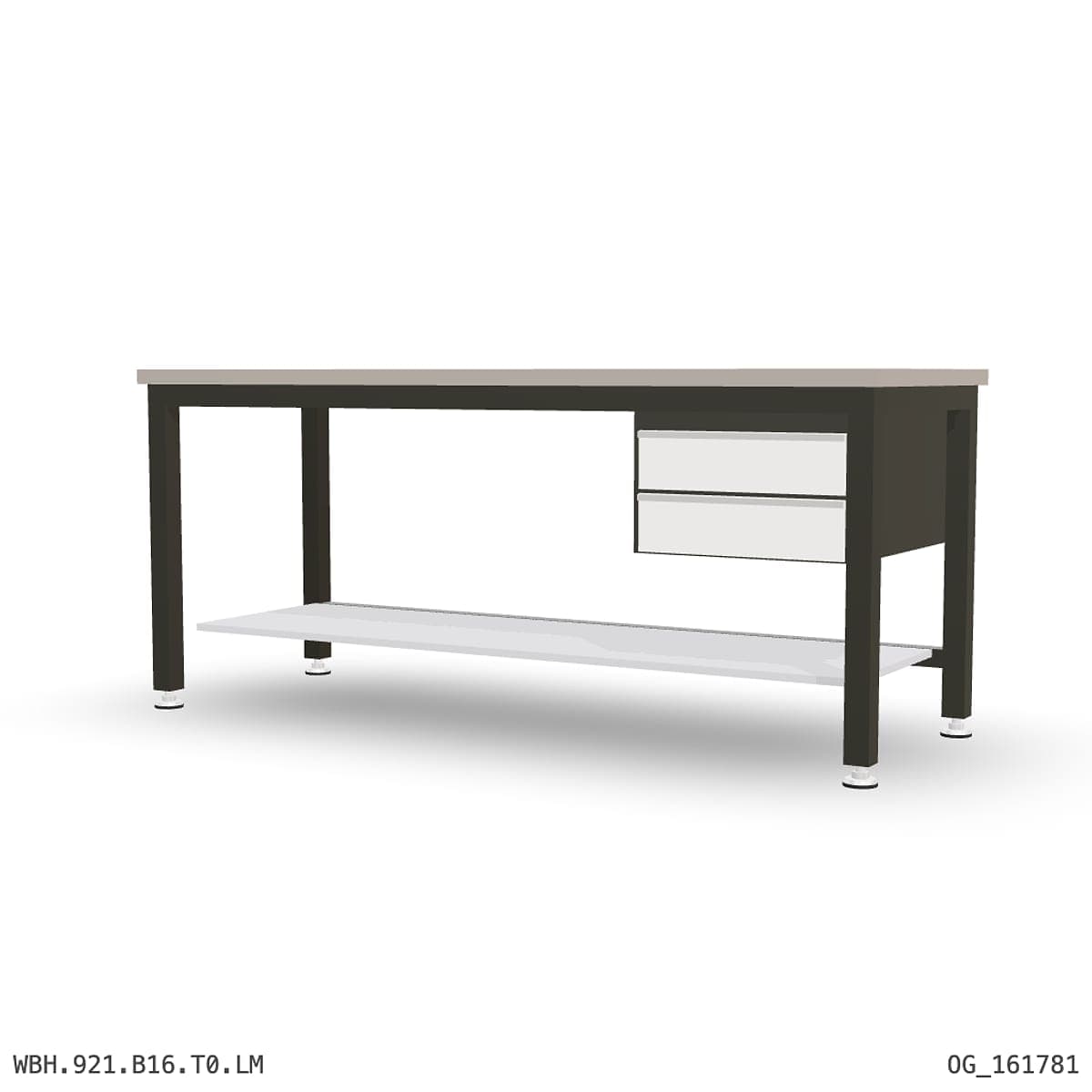 Heavy Duty Workbench 2100mm — Laminated Timber (42mm HDF), under-bench storage by Atomic Tawk