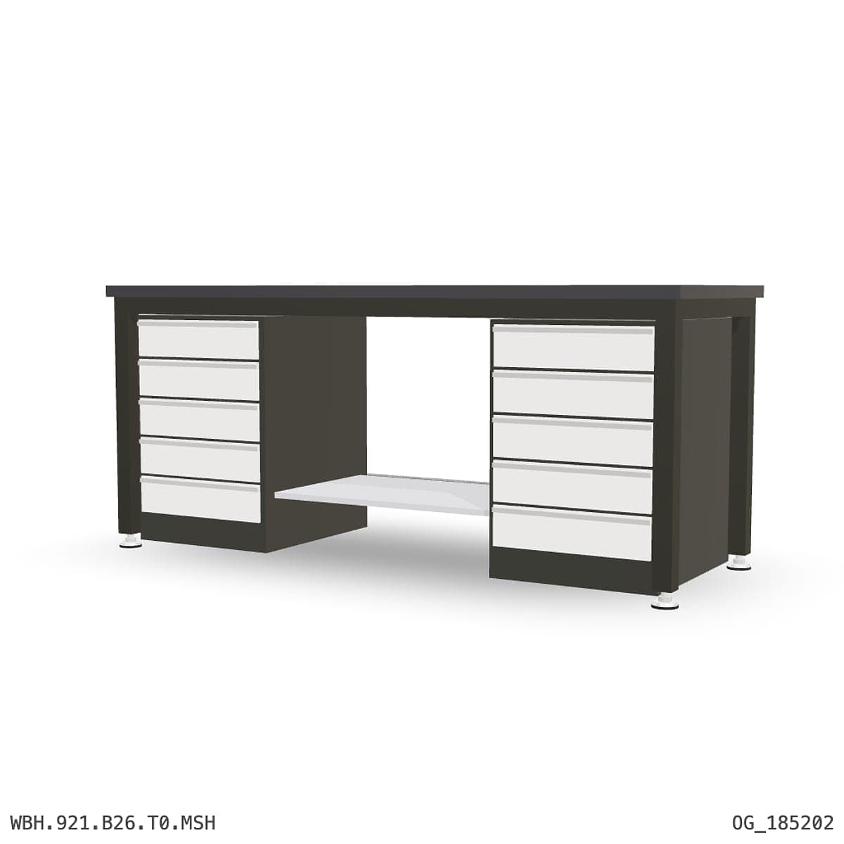 Heavy Duty Workbench 2100mm — 3mm Mild Steel (Heavy), under-bench storage by Atomic Tawk