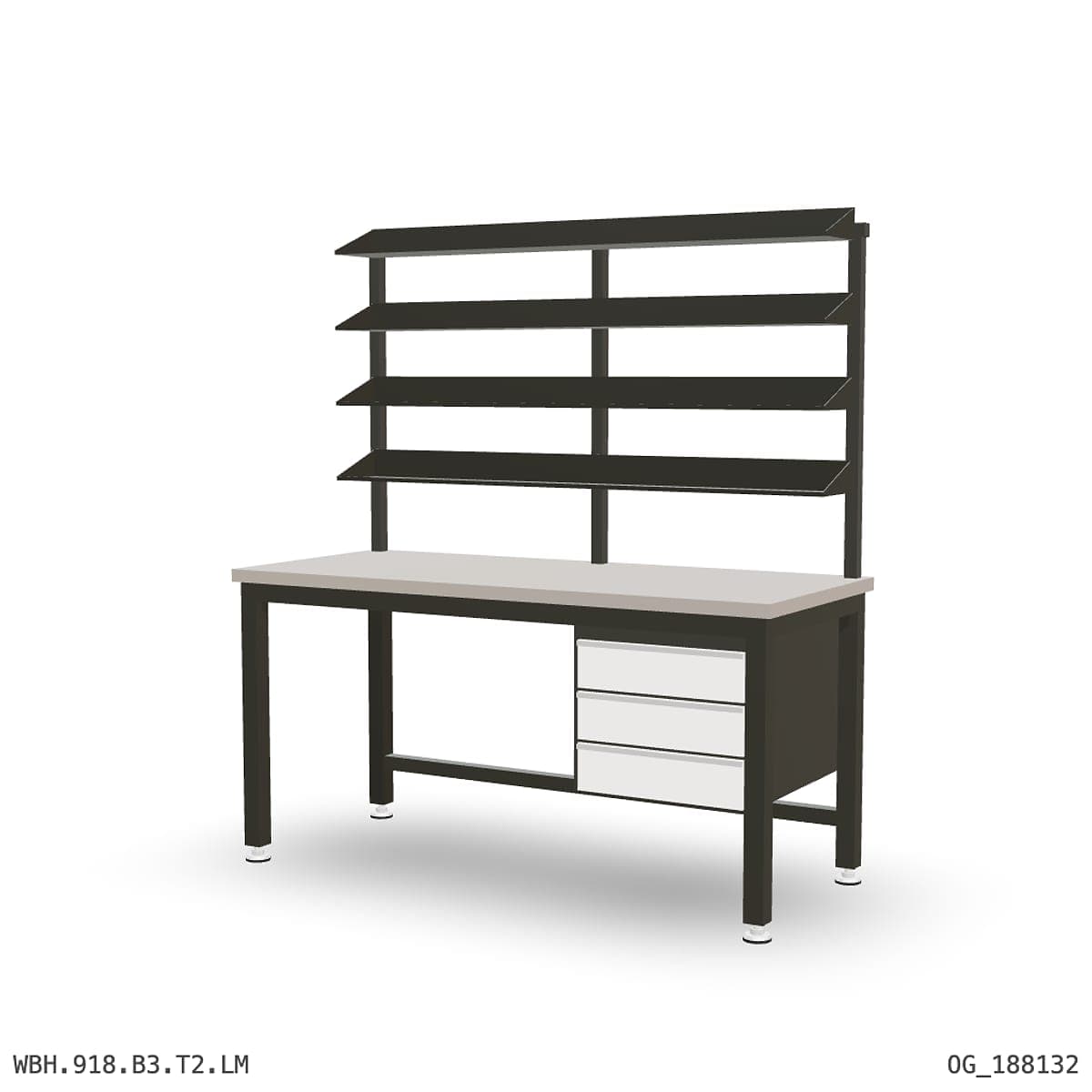 Heavy Duty Workbench 1800mm — Laminated Timber (42mm HDF), under-bench storage + overhead shelving by Atomic Tawk