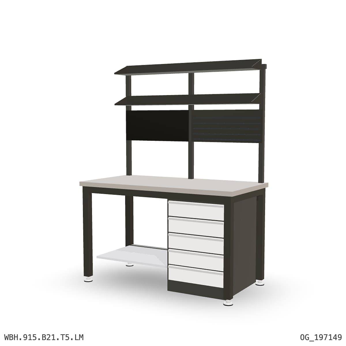 Heavy Duty Workbench 1500mm — Laminated Timber (42mm HDF), under-bench storage + overhead shelving by Atomic Tawk