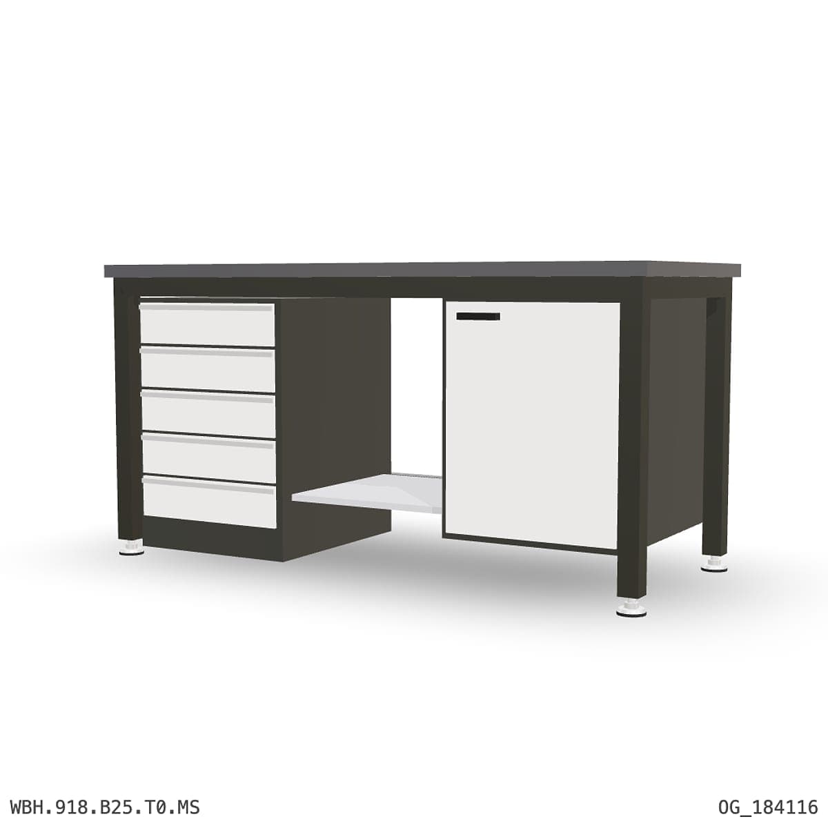 Heavy Duty Workbench 1800mm — 2mm Mild Steel, under-bench storage by Atomic Tawk