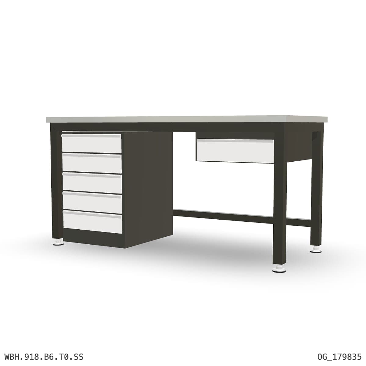 Heavy Duty Workbench 1800mm — Stainless Steel (1.2mm 304), under-bench storage by Atomic Tawk
