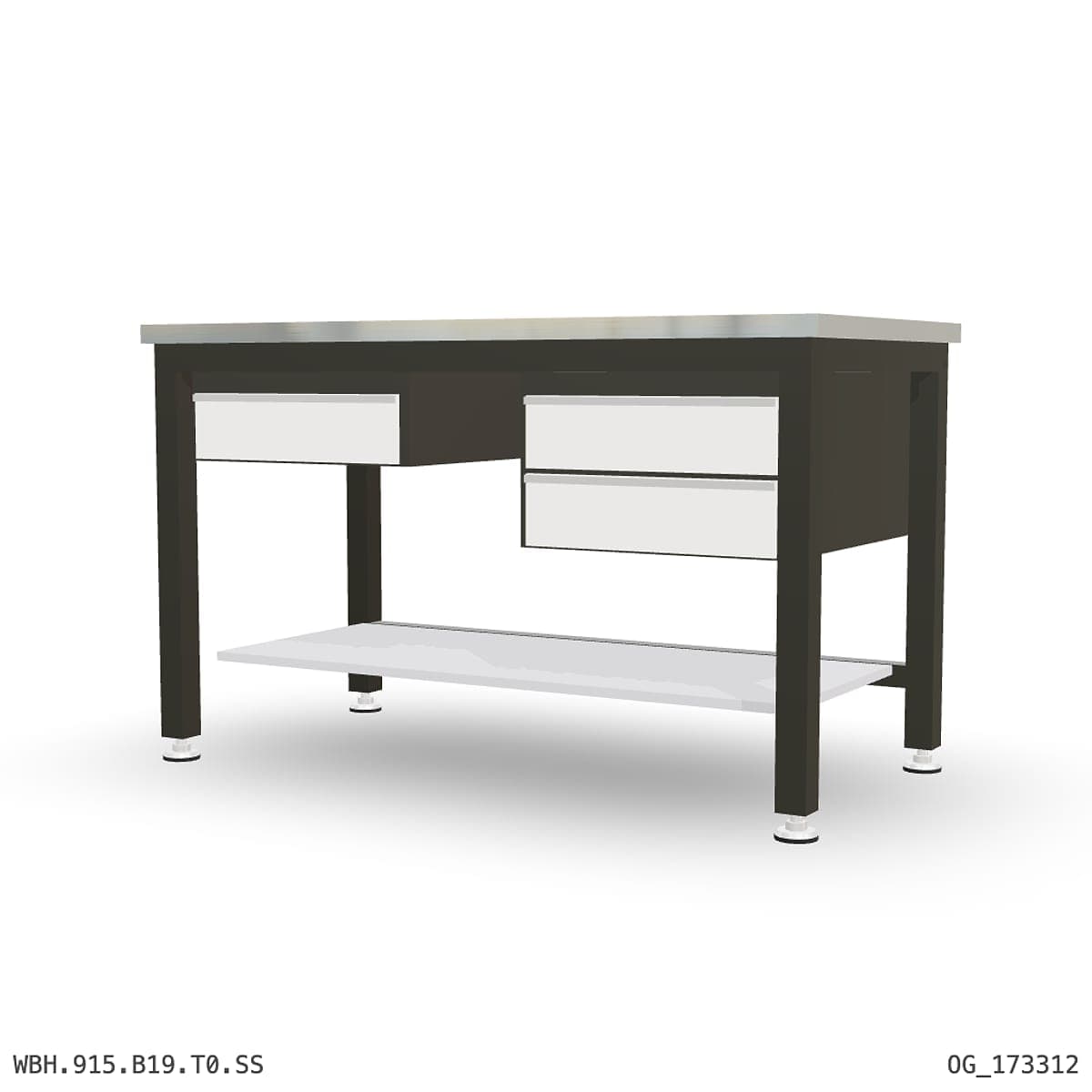 Heavy Duty Workbench 1500mm — Stainless Steel (1.2mm 304), under-bench storage by Atomic Tawk