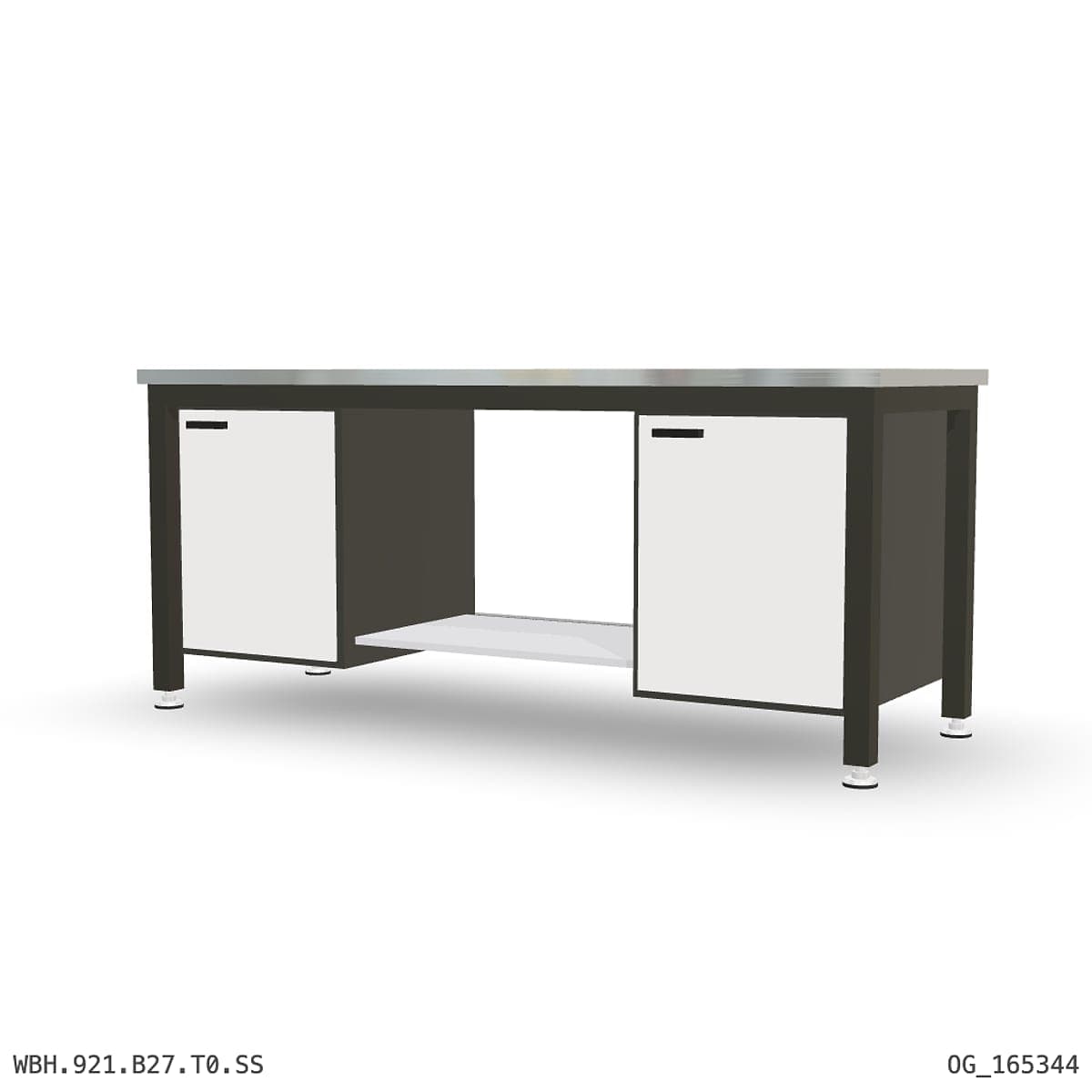 Heavy Duty Workbench 2100mm — Stainless Steel (1.2mm 304), under-bench storage by Atomic Tawk