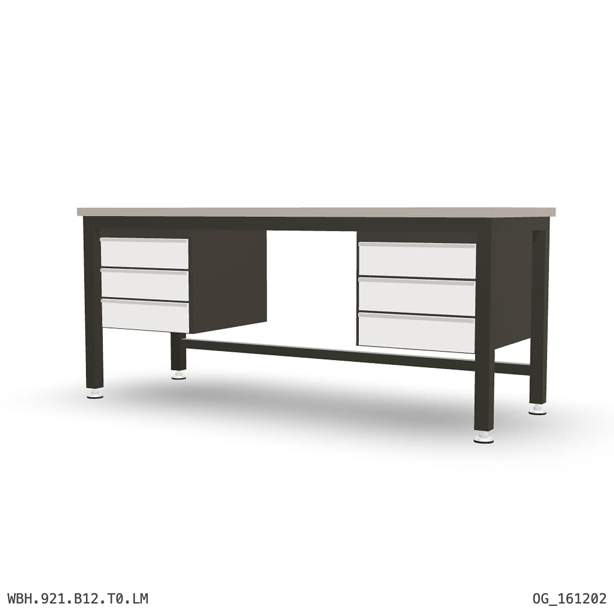 Heavy Duty Workbench 2100mm — Laminated Timber (42mm HDF), under-bench storage by Atomic Tawk